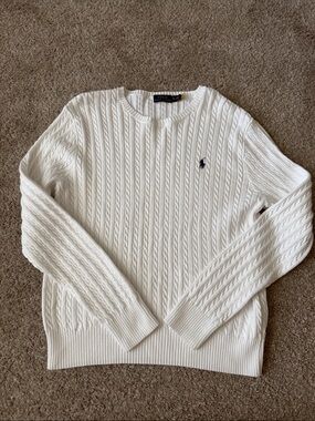 Polo by Ralph Lauren Cream Cable-Knit Crewneck Sweater